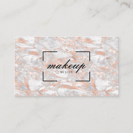 Beauty Salon Makeup Rose Goldene Marmor Visitenkarte (Vorderseite)