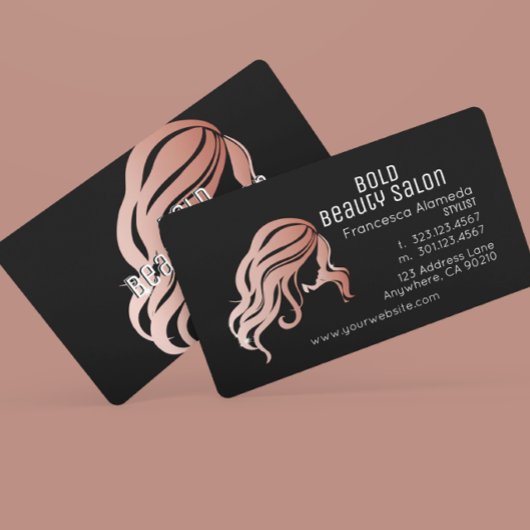 Beauty Salon Metallische Rose Gold Haar Stylist Sc Visitenkarte