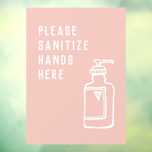 Beauty Salon Minimalistisch Pink Sanitize Hände hi Fensteraufkleber (Blatt 3)