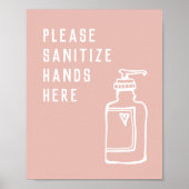 Beauty Salon Minimalistisch Pink Sanitize Hände hi Poster (Vorne)