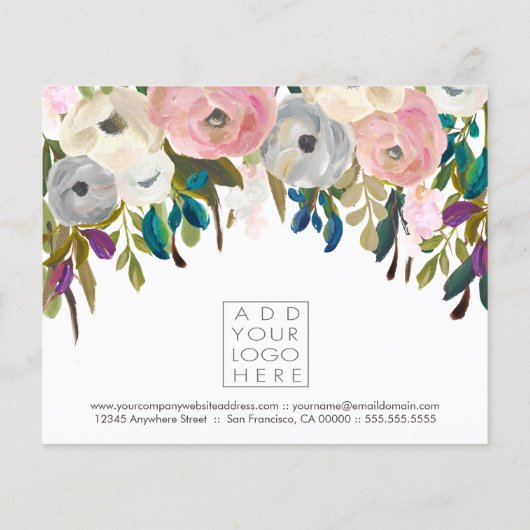 Beauty Salon mit bemaltem Blumenmuster Danke, dass (Rückseite)