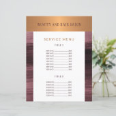 Beauty Salon Modernes Service-Menü Promoter Flyer (Stehend Vorderseite)