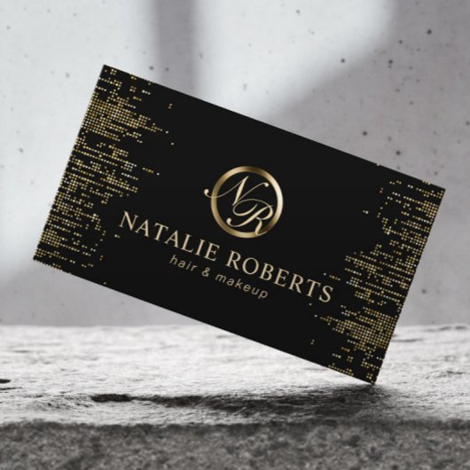 Beauty Salon Monogram Logo Gold Confetti Terminkarte