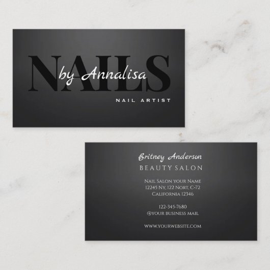Beauty Salon Nails Business Card Visitenkarte (Vorne/Hinten)