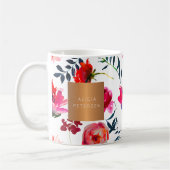 Beauty Salon Name Glam Kupfer Aquarellfarben Blume Kaffeetasse (Links)