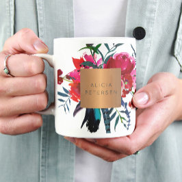 Beauty Salon Name Glam Kupfer Aquarellfarben Blume Kaffeetasse