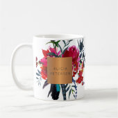 Beauty Salon Name Glam Kupfer Aquarellfarben Blume Kaffeetasse (Links)