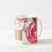 Beauty Salon Name Gold Kupfer Aquarellblüte Kaffeetasse (VorderseiteRechts)