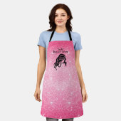 Beauty Salon Name Hot Pink Glitzer + Black Staff Schürze (Getragen)