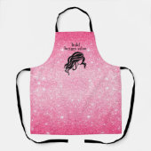 Beauty Salon Name Hot Pink Glitzer + Black Staff Schürze (Vorderseite)
