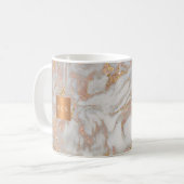 Beauty Salon Name Kupfer Rose Gold Marmor Monogram Kaffeetasse (Vorderseite Links)