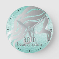 Beauty Salon Name Silver Foil + Aqua Blue Glitzer