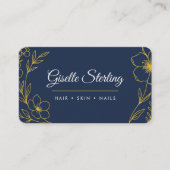 Beauty Salon Navy Blue Gold QR Code Professional Visitenkarte (Vorderseite)