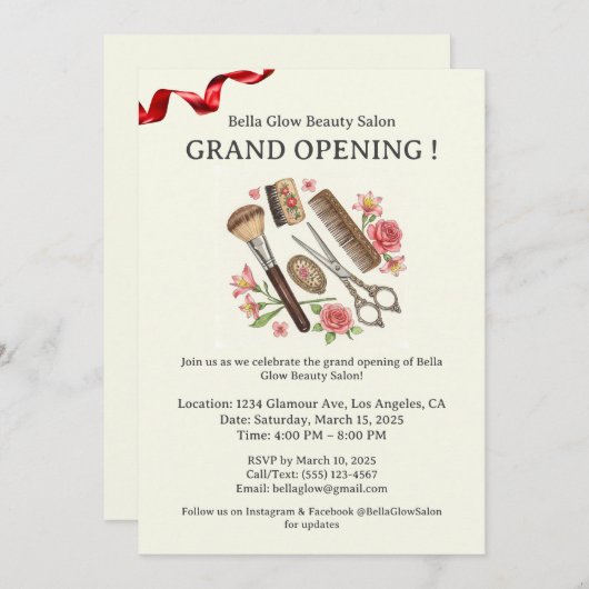 Beauty Salon Niedlich Grand Opening Einladung (Vorne/Hinten)