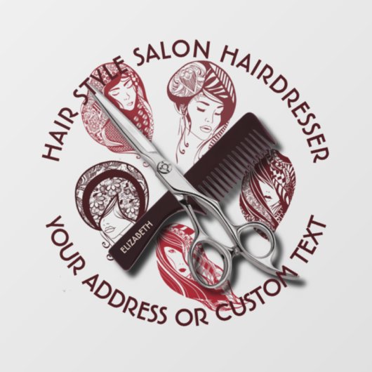 Beauty Salon oder Haar Stylist Name  Fensteraufkleber (Blatt)