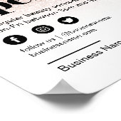 Beauty Salon Open for Business Pink Glitzer Ombre Poster (Ecke)