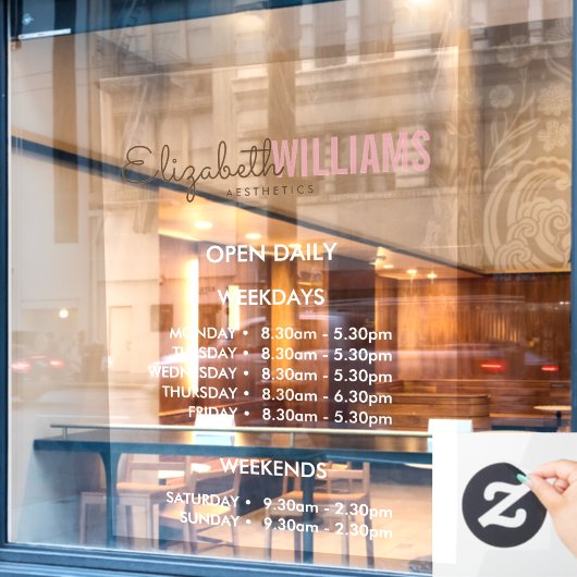 Beauty Salon Open Hours Fensteraufkleber (Café-Fenster)