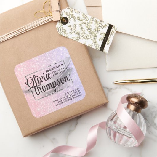 Beauty Salon Pearl Silver Quadratischer Aufkleber (Schenken)