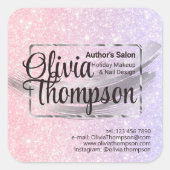 Beauty Salon Pearl Silver Quadratischer Aufkleber (Vorderseite)