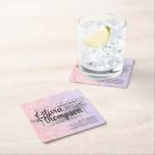 Beauty Salon Pearl Silver Rechteckiger Pappuntersetzer (Vor Ort)