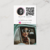 Beauty Salon Photo Feed Social Media QR Code Visitenkarte (Vorderseite)