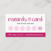 Beauty Salon Pink Heft Script Loyalty Card Treuekarte (Vorderseite)