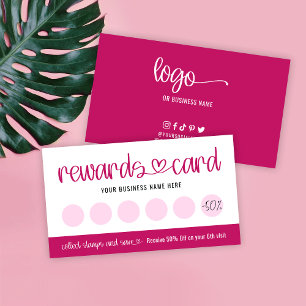 Beauty Salon Pink Heft Script Loyalty Card Treuekarte