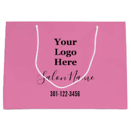 Beauty Salon Pink Schwarzes Script Ihr Logo hier Große Geschenktüte
