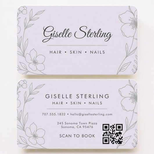 Beauty Salon Purple QR Code Professional Visitenkarte