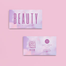 Beauty Salon QR Code & Logos Lila Holografie Visitenkarte