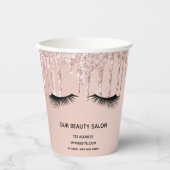 Beauty Salon Rose Gold Glitzer Läden Geschäft Pappbecher (Vorderseite)