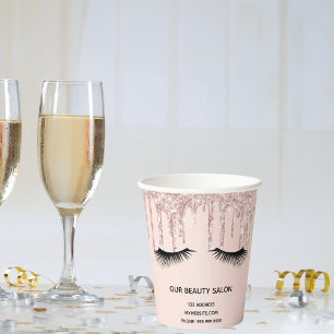 Beauty Salon Rose Gold Glitzer Läden Geschäft Pappbecher