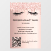 Beauty Salon Rose Gold Glitzer Lashes QR Code Fensteraufkleber (Blatt)