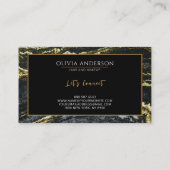Beauty Salon Schwarz-weiß Gold Glitzer Marbella Visitenkarte (Rückseite)