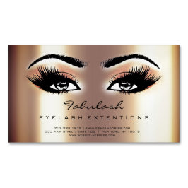 Beauty Salon Sepia Gold Rose Adress Makeup Lashes Magnetische Visitenkarte