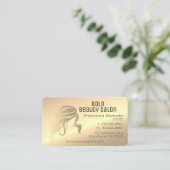 Beauty Salon Stylist Metallic 14k Gold Brass Visitenkarte (Stehend Vorderseite)