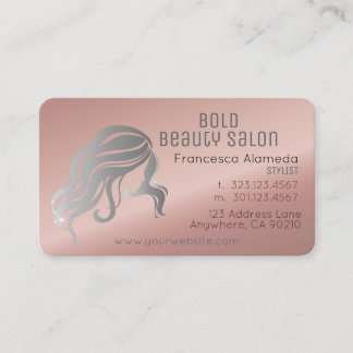 Beauty Salon Stylist Metallische Rose Gold + Silbe Visitenkarte