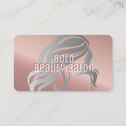 Beauty Salon Stylist Metallische Rose Gold + Silbe Visitenkarte (Rückseite)