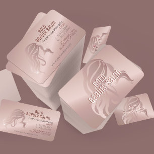 Beauty Salon Stylist Metallische Rose Goldvorlage Visitenkarte