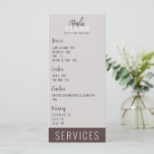 Beauty Salon Treatment Menu Design Menükarte (Stehend Vorderseite)