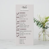 Beauty Salon Treatment Menu Design Menükarte (Stehend Vorderseite)