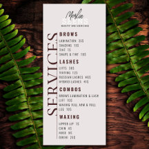 Beauty Salon Treatment Menu Design
