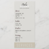 Beauty Salon Treatment Menu Design Menükarte (Vorderseite)