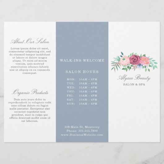 Beauty Salon Trifold Broschüre Elegante (Vorderseite)