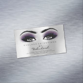 Beauty Salon Violet Silber Adress Makeup Lashes Magnetische Visitenkarte (Beispiel)