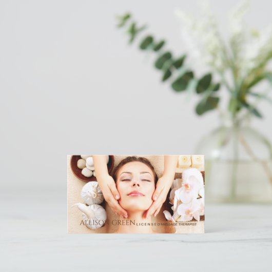 Beauty Salon WELLNESS-CENTER Aromatherapie Massage Visitenkarte (Stehend Vorderseite)