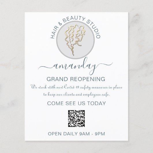 Beauty Salon Wiedereröffnung Logo QR CODE Preis we Flyer (Hinten)