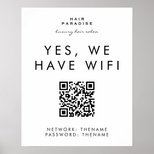 Beauty Salon Wifi Network QR Code Poster (Vorne)