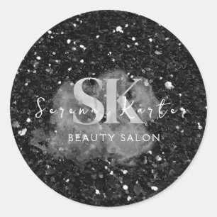 Beauty Salon Winter Glitzer Black Runder Aufkleber