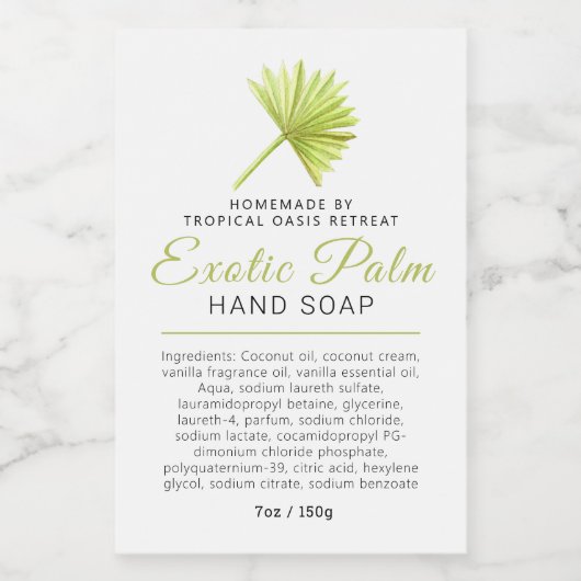 Beauty-Seife-Etikett Tropenpalme-Logo oder kundens Lebensmitteletikett (Einzelnes Label)